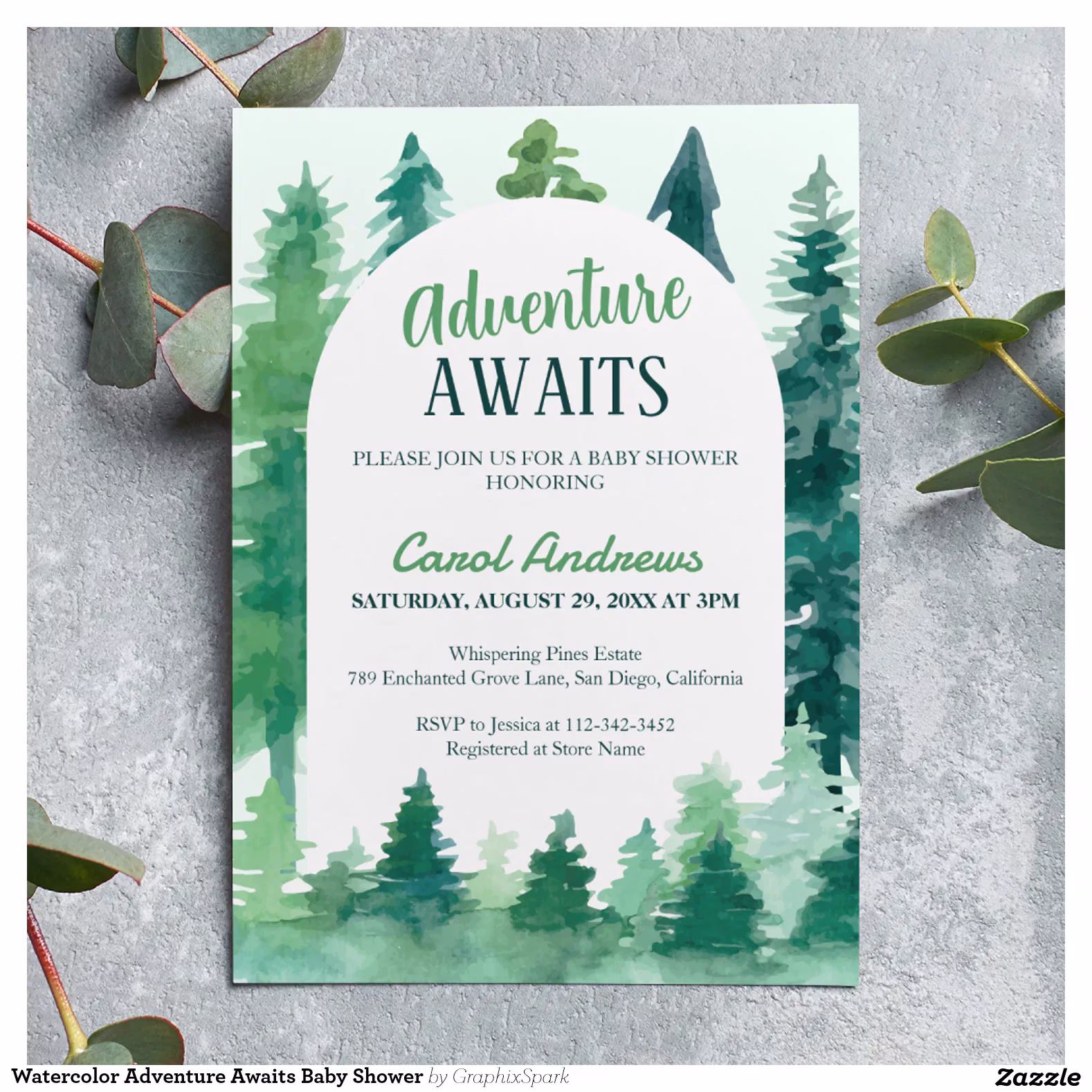 Watercolor Adventure Awaits Baby Shower Invitation