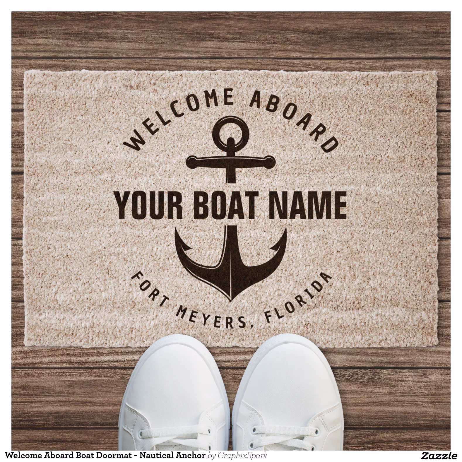 Welcome Aboard Boat Doormat - Nautical Anchor Fiber Doormat