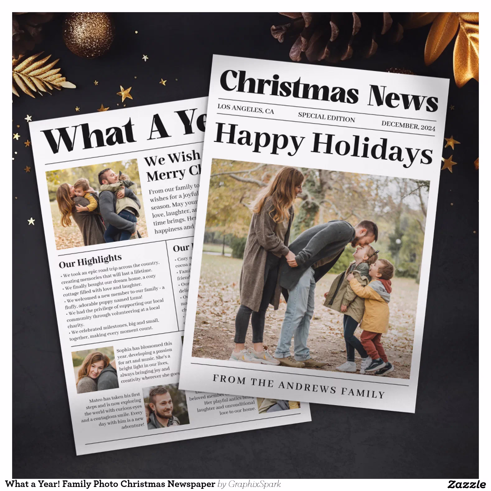 What a Year! Family Photo Christmas Newspaper Holiday Card