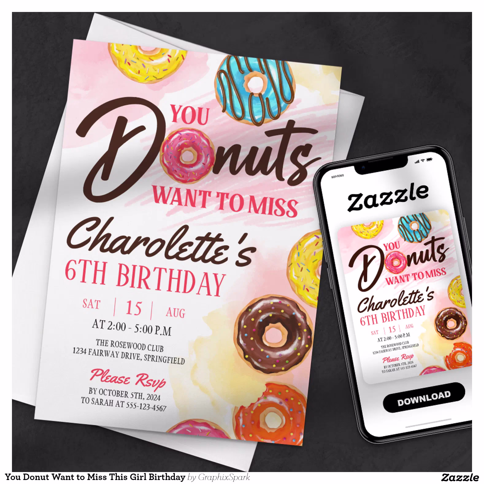 You Donut Want to Miss This Girl Birthday Invitation