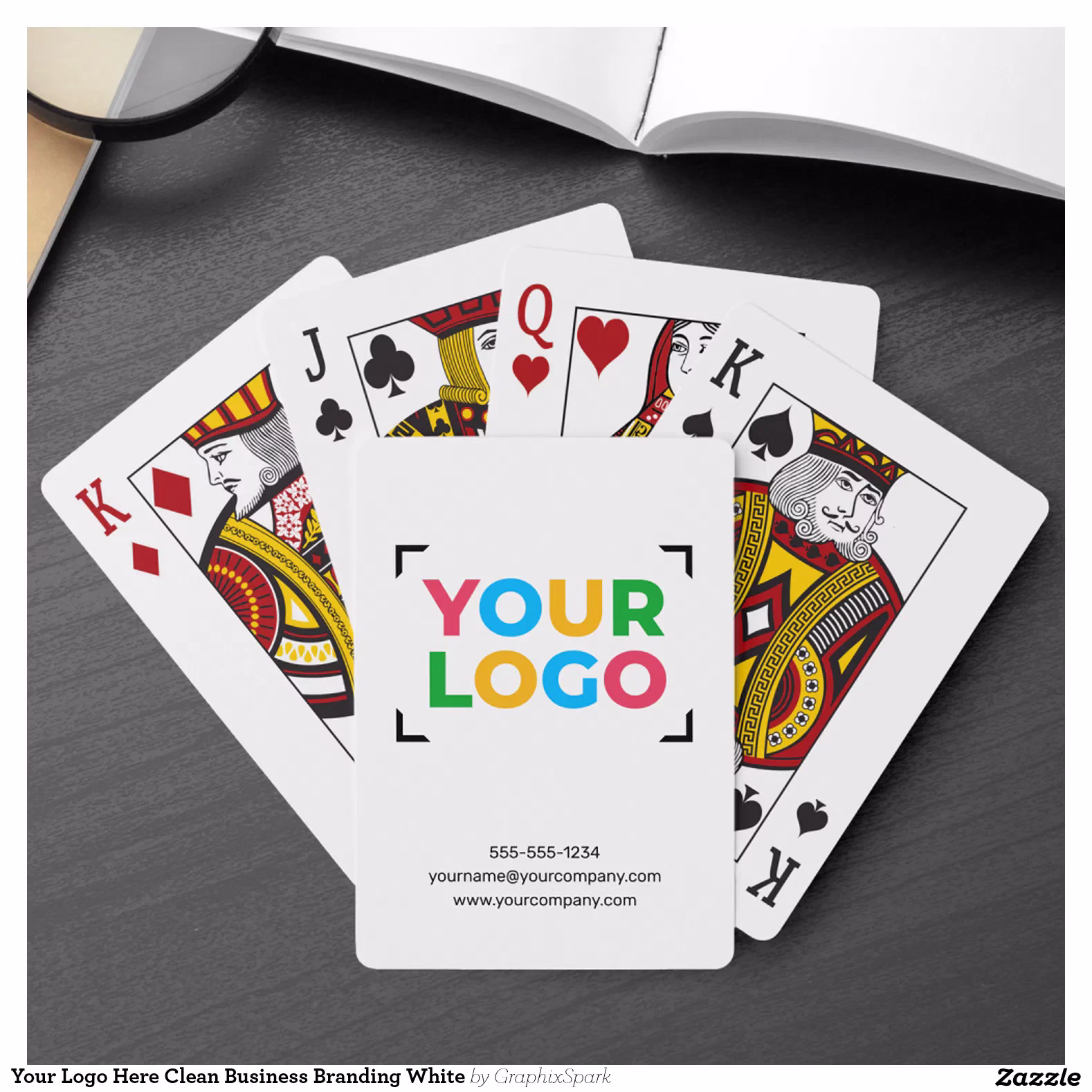 Your Logo Here Clean Business Branding White Poker Cards
