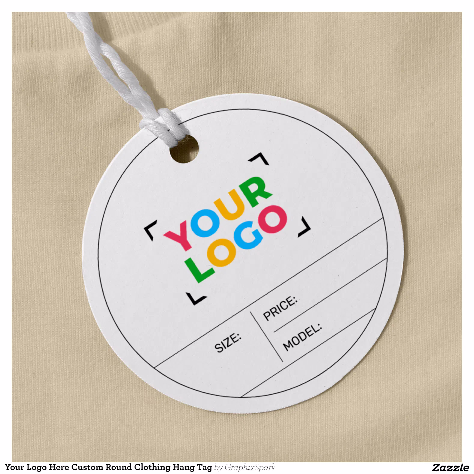 Your Logo Here Custom Round Clothing Hang Tag