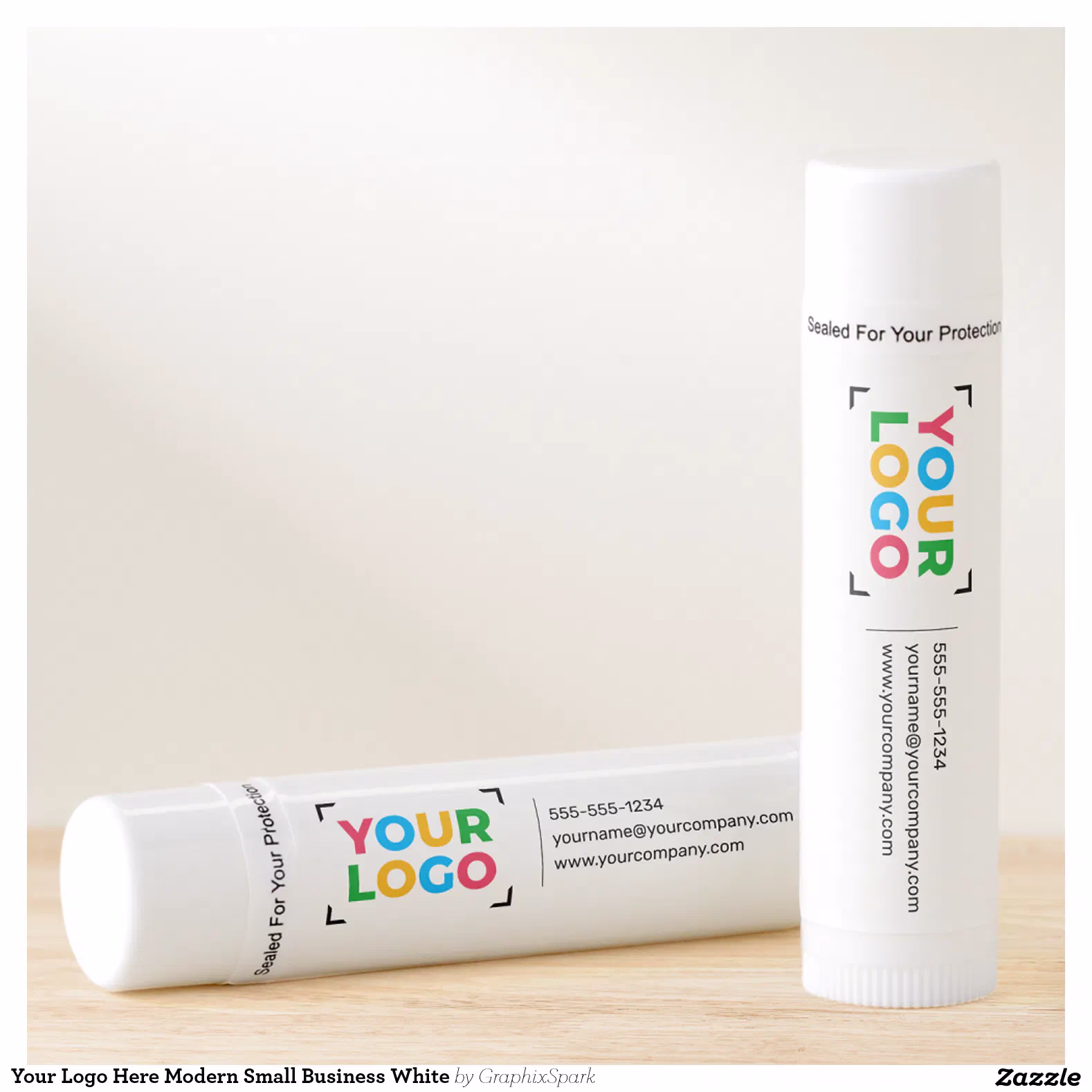 Your Logo Here Modern Small Business White Lip Balm