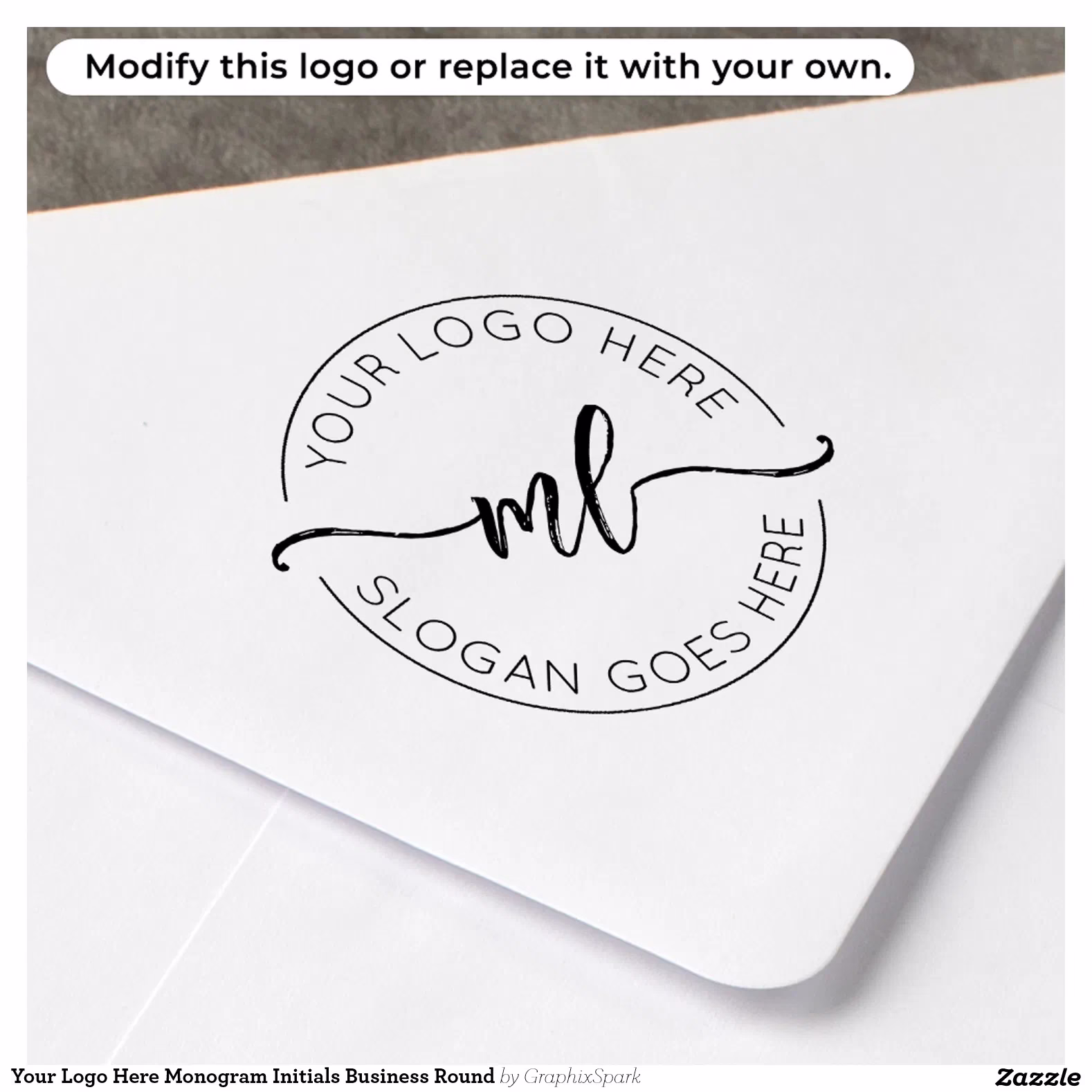 Your Logo Here Monogram Initials Business Round Self-inking Stamp