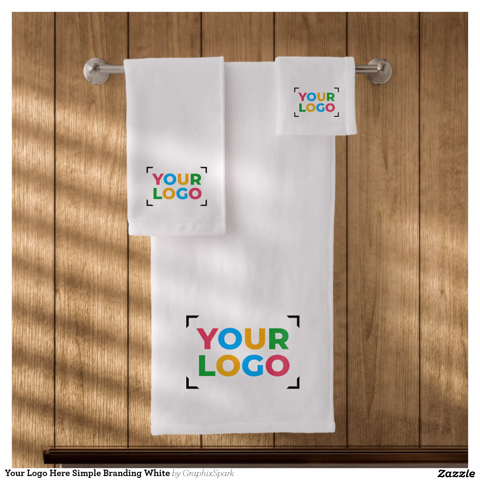 Your Logo Here Simple Branding White Bath Towel Set