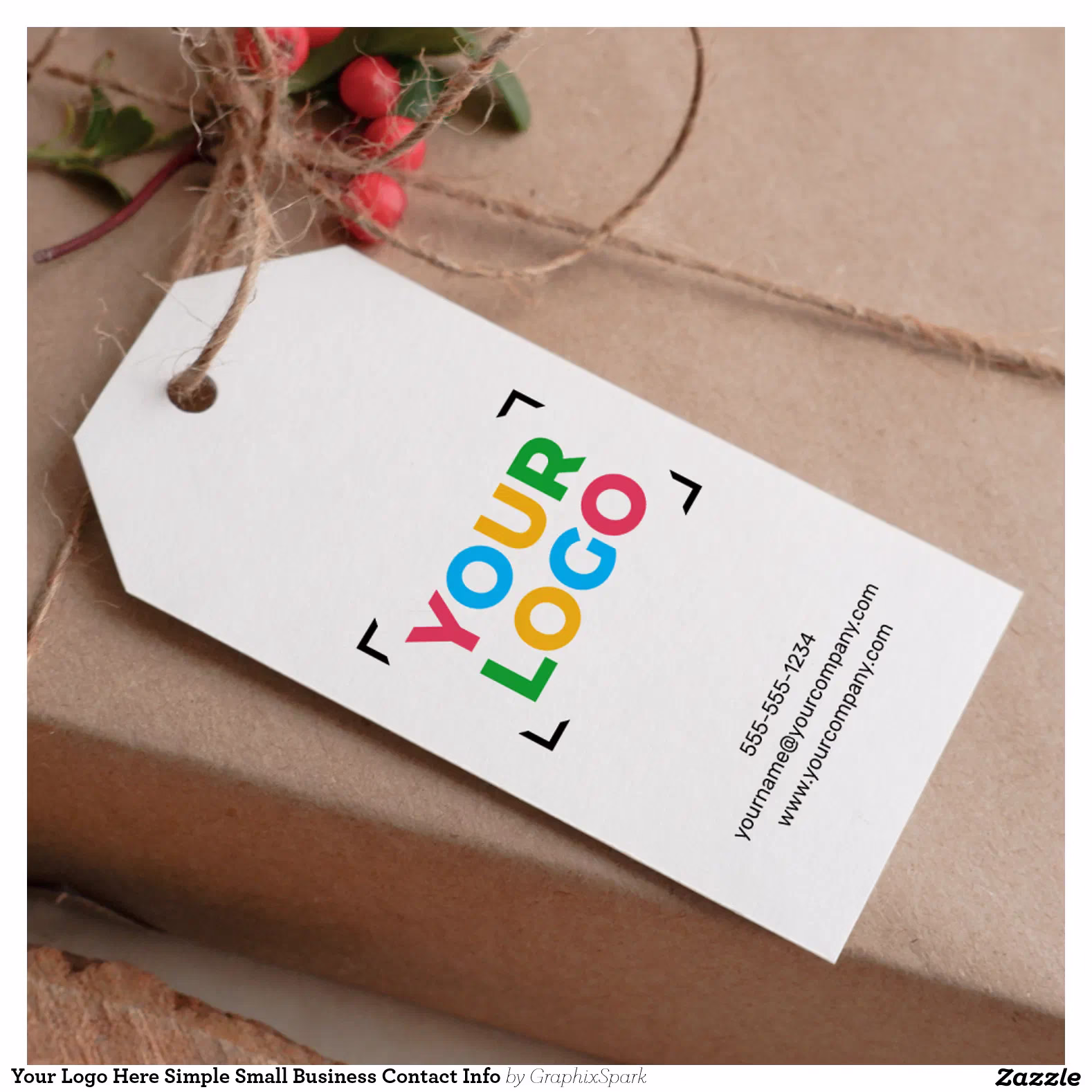 Your Logo Here Simple Small Business Contact Info Gift Tags